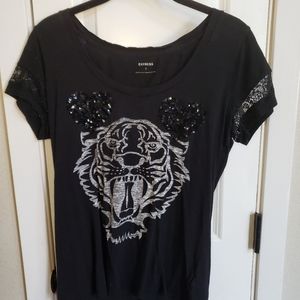Express size S sequin & lace tee